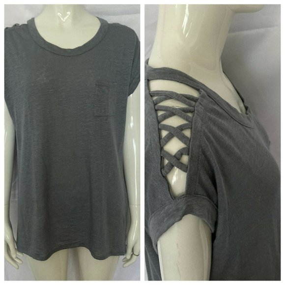 🦋 Chaser Womens Ribbed Med Shoulder cutout Gray - Picture 1 of 8